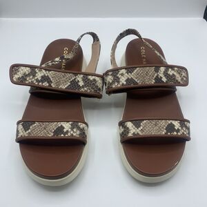 Cole Haan Merritt Womens Zerogrand Double Band Sandal Brown Snake Sz 8 B